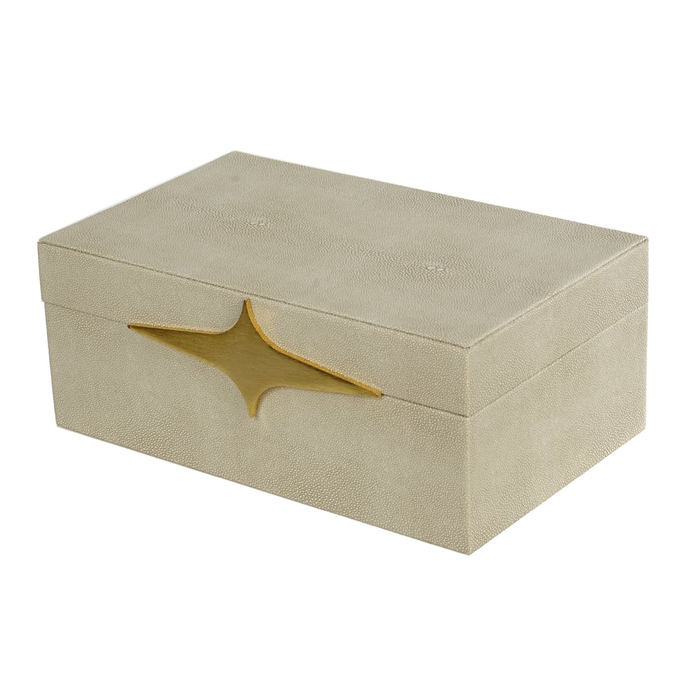 CAIXA DECORATIVA MDF REVESTIMENTO PU (BEGE) 25,5X15,7X10cm