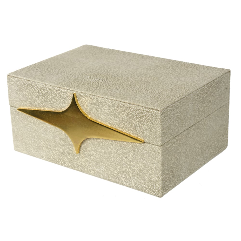 CAIXA DECORATIVA MDF REVESTIMENTO PU (BEGE) 18X12,5X8cm