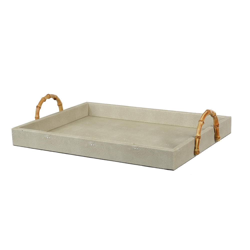 BANDEJA MDF REVESTIMENTO PU (BEGE) 40X30X4,5cm