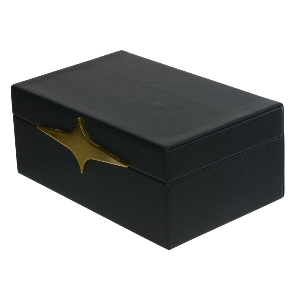 CAIXA DECORATIVA MDF REVESTIMENTO PU (PRETO) 25,5X15,7X10cm