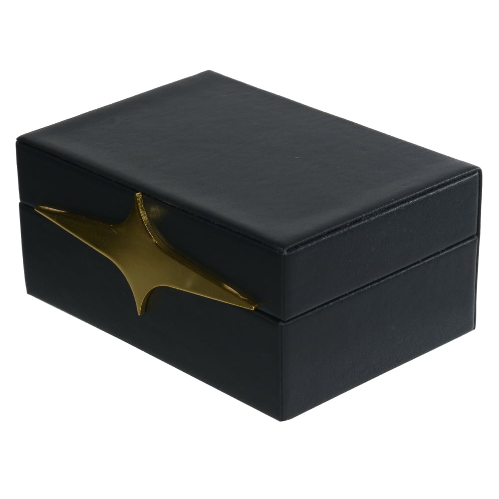 CAIXA DECORATIVA MDF REVESTIMENTO PU (PRETO) 18X12,5X8cm