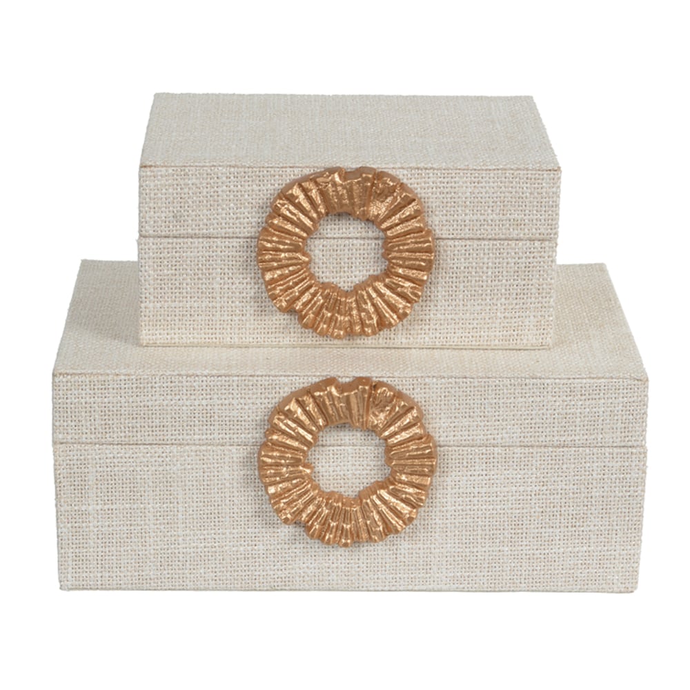 KIT CAIXAS DECOR MDF REVEST PU C/2 PCS (BEGE) 10X15,7X25cm