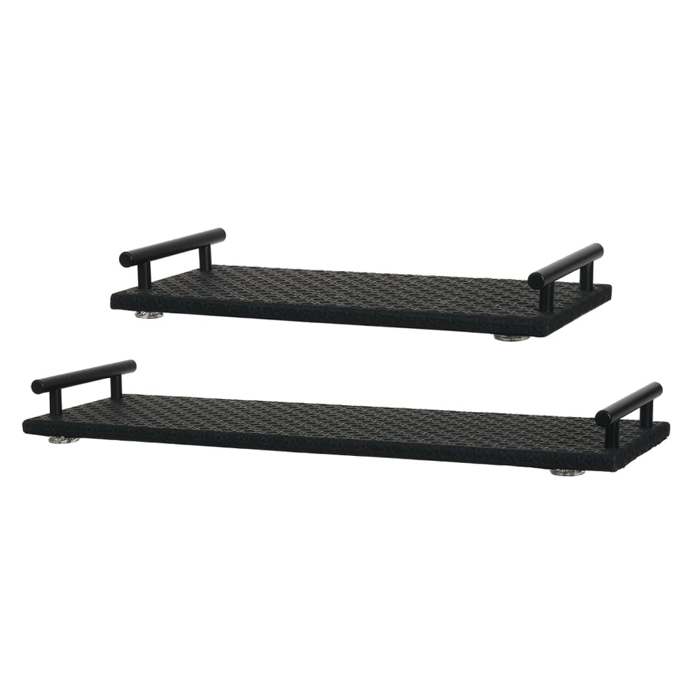 KIT BANDEJAS DECOR METAL REVEST PU C/2 (PRETO) 5X49X15,5cm
