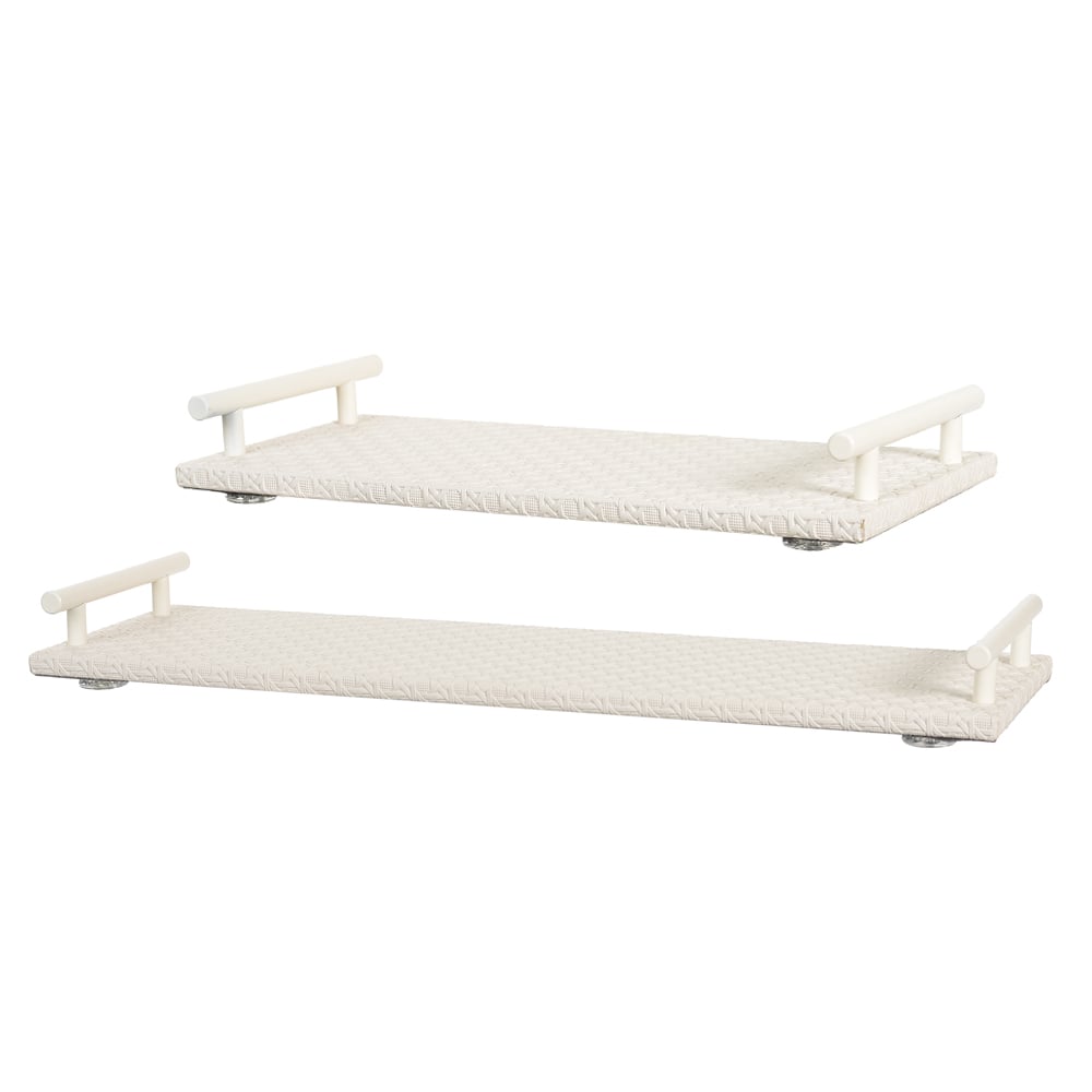 KIT BANDEJAS DECOR METAL REVEST PU C/2 (OFF WHITE) 5X49X15,5cm