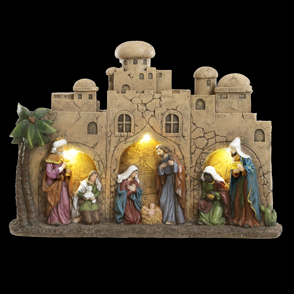 RESINA NATAL PRESEPIO C/LED (COLORIDO) 26X36cm