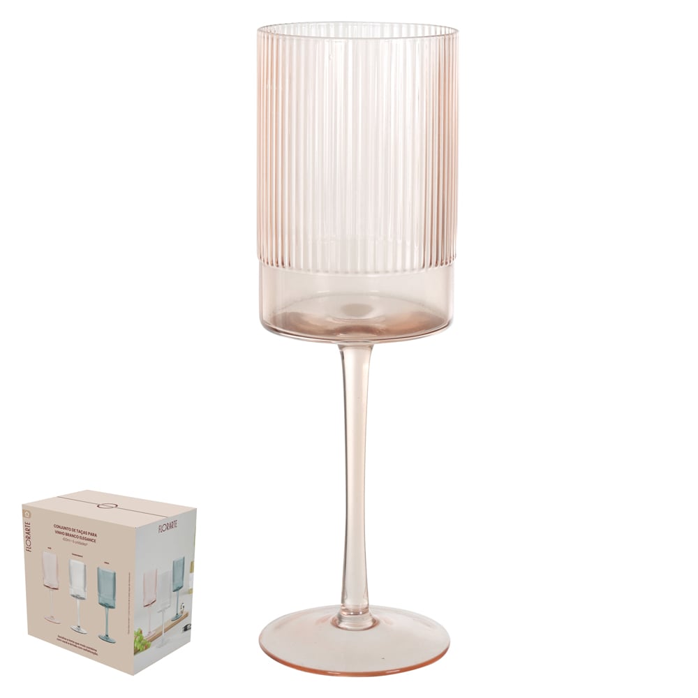 CJ TACAS VINHO BRANC 420ml 23X7,5cm C/6 PECAS ELEGANCE (ROSE)
