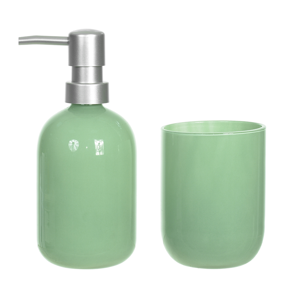 KIT PARA BANHEIRO VIDRO 330ml C/2 PECAS DIAMANTINA (VERDE)