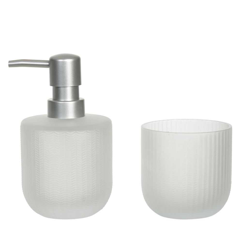 KIT PARA BANHEIRO VIDRO 300ml C/2 PECAS AMAZONIA (TRANSPARENTE FOSCO)