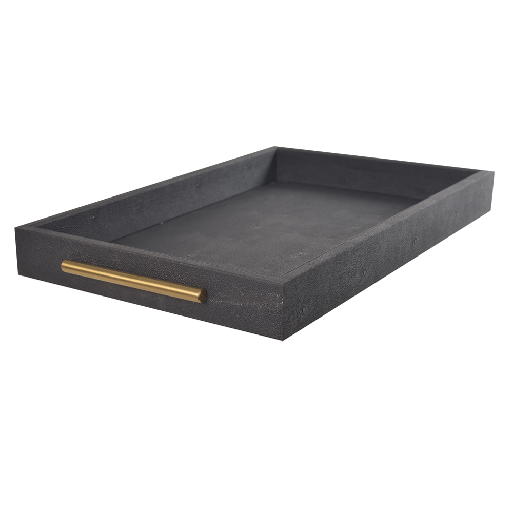 BANDEJA DECORATIVA MDF REVESTIMENTO PU (PRETO) 4,5X42,4X20cm