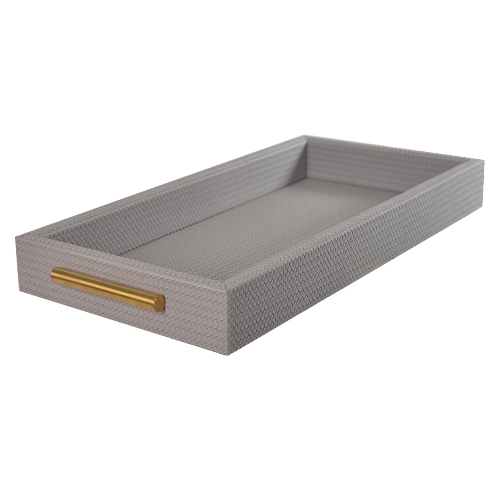 BANDEJA DECORATIVA MDF REVESTIMENTO PU (CINZA) 4,5X42,4X20cm