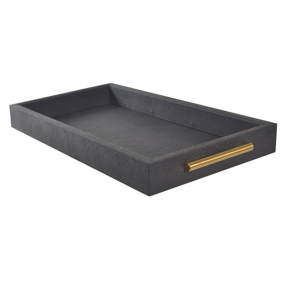 BANDEJA DECORATIVA MDF REVESTIMENTO PU (PRETO) 4,7X47,4X30cm