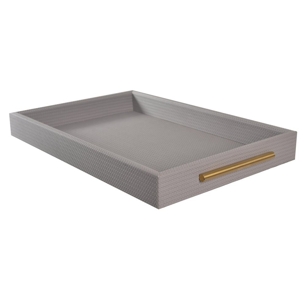 BANDEJA DECORATIVA MDF REVESTIMENTO PU (CINZA) 4,7X47,4X30cm