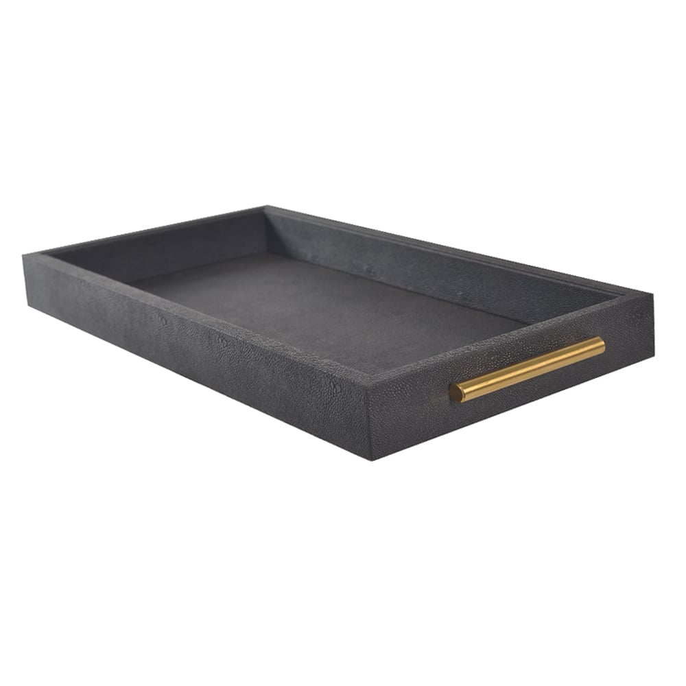BANDEJA DECORATIVA MDF REVESTIMENTO PU (PRETO) 5X62,4X30cm