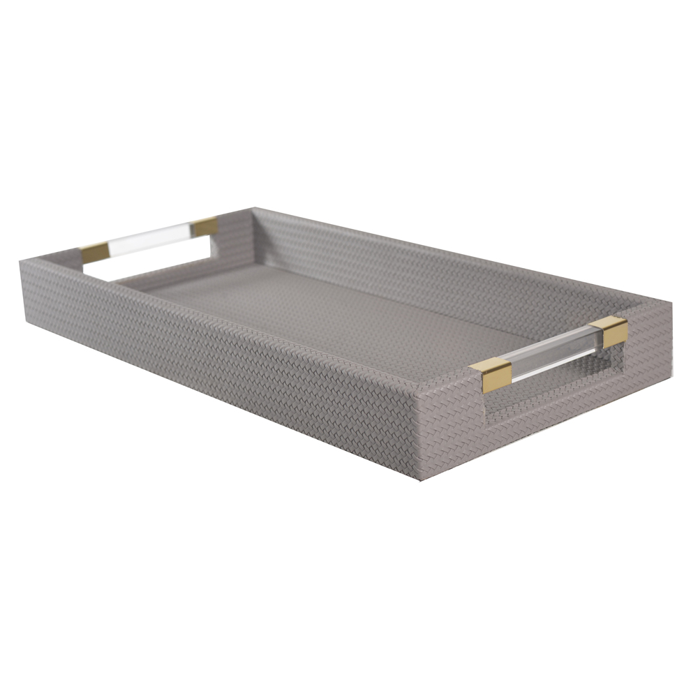 BANDEJA DECORATIVA MDF REVESTIMENTO PU (CINZA) 4,5X40X20cm