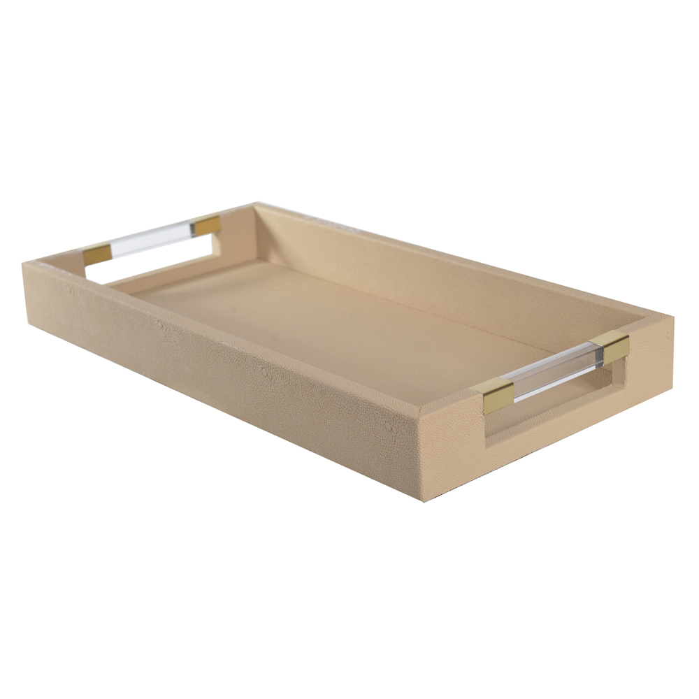 BANDEJA DECORATIVA MDF REVESTIMENTO PU (BEGE) 4,5X40X20cm