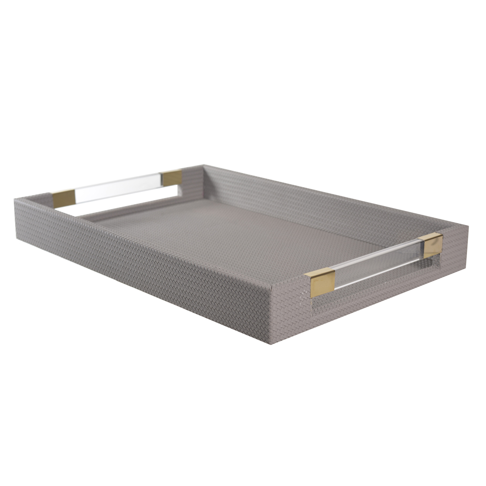 BANDEJA DECORATIVA MDF REVESTIMENTO PU (CINZA) 4,7X45X30cm