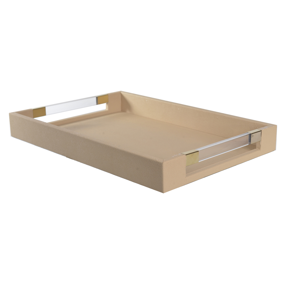 BANDEJA DECORATIVA MDF REVESTIMENTO PU (BEGE) 4,7X45X30cm