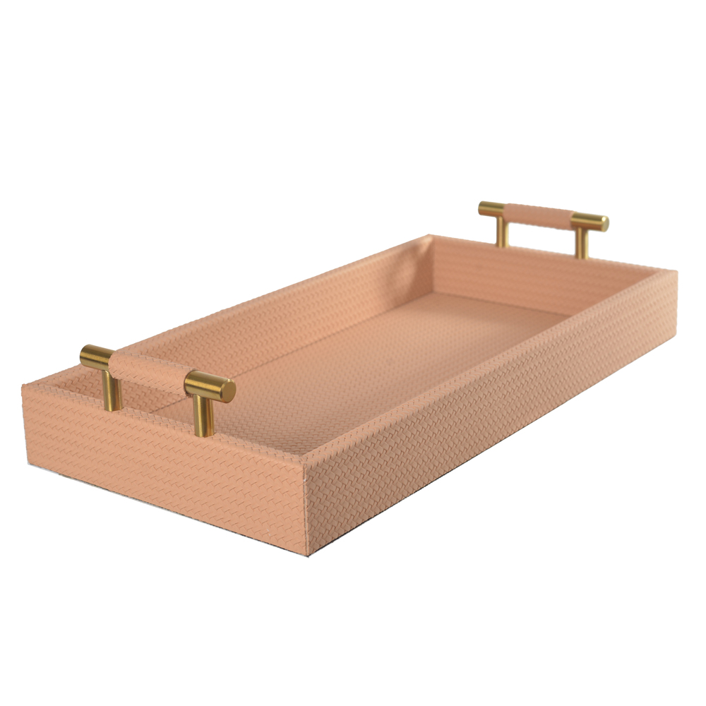 BANDEJA DECORATIVA MDF REVESTIMENTO PU (BEGE) 7,7X40X20cm