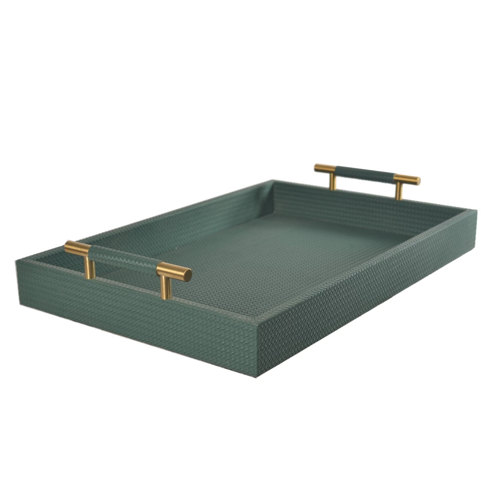BANDEJA DECORATIVA MDF REVESTIMENTO PU (VERDE) 7,9X45X30cm