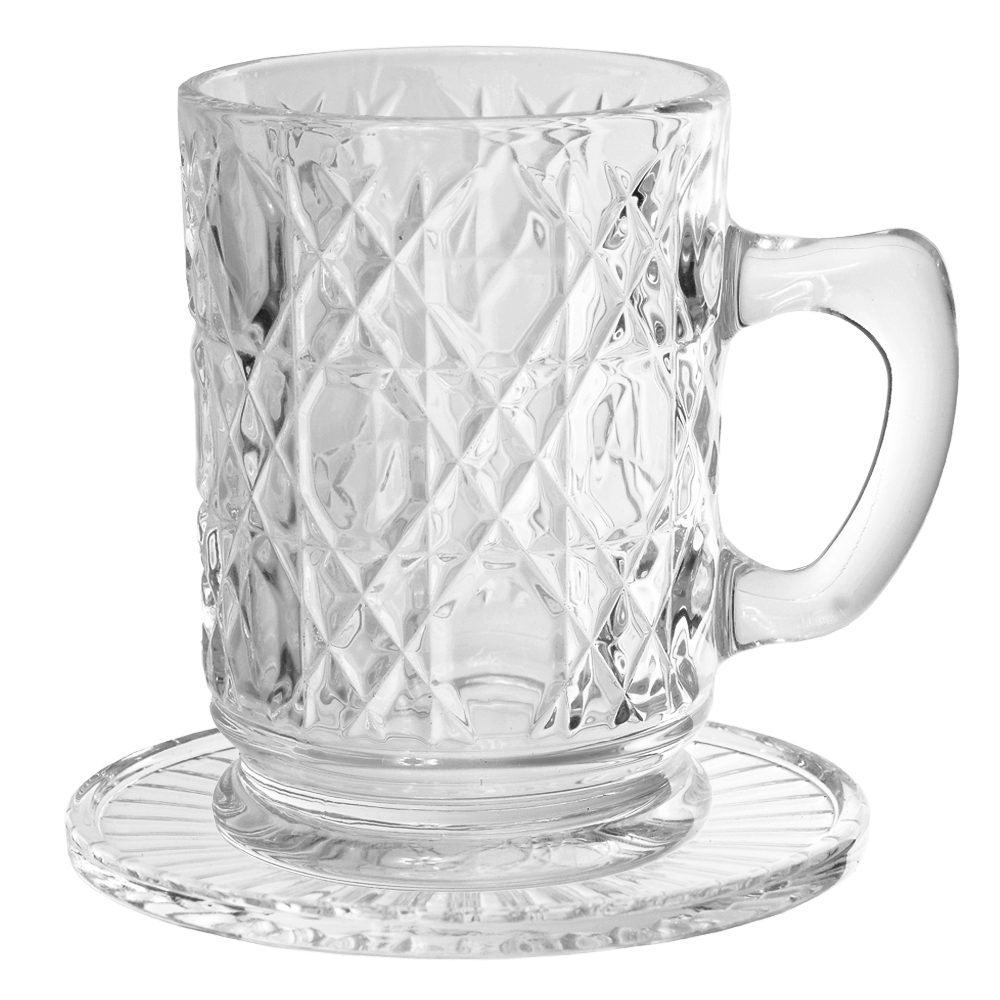 CJ 6 XICARAS DE CHA 130ml C/PIRES 12 PCS PIAZZA (TRANSPARENTE)