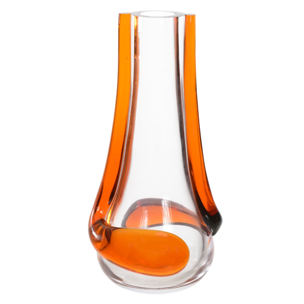 VASO DECORATIVO VIDRO COM APLICACAO (TRANSPARENTE AMBAR) 32cm 17d