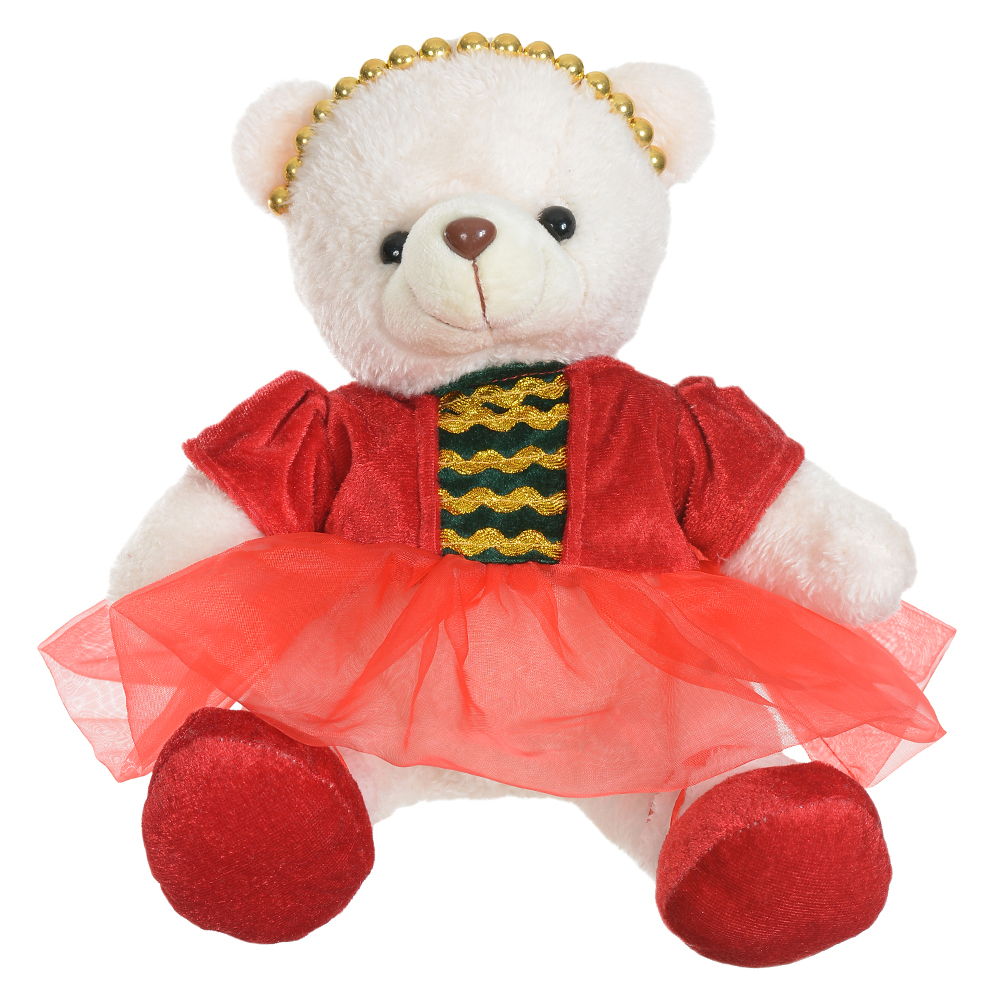 BONECO NATAL URSO FEMEA DECORATIVO (VERMELHO) 20cm