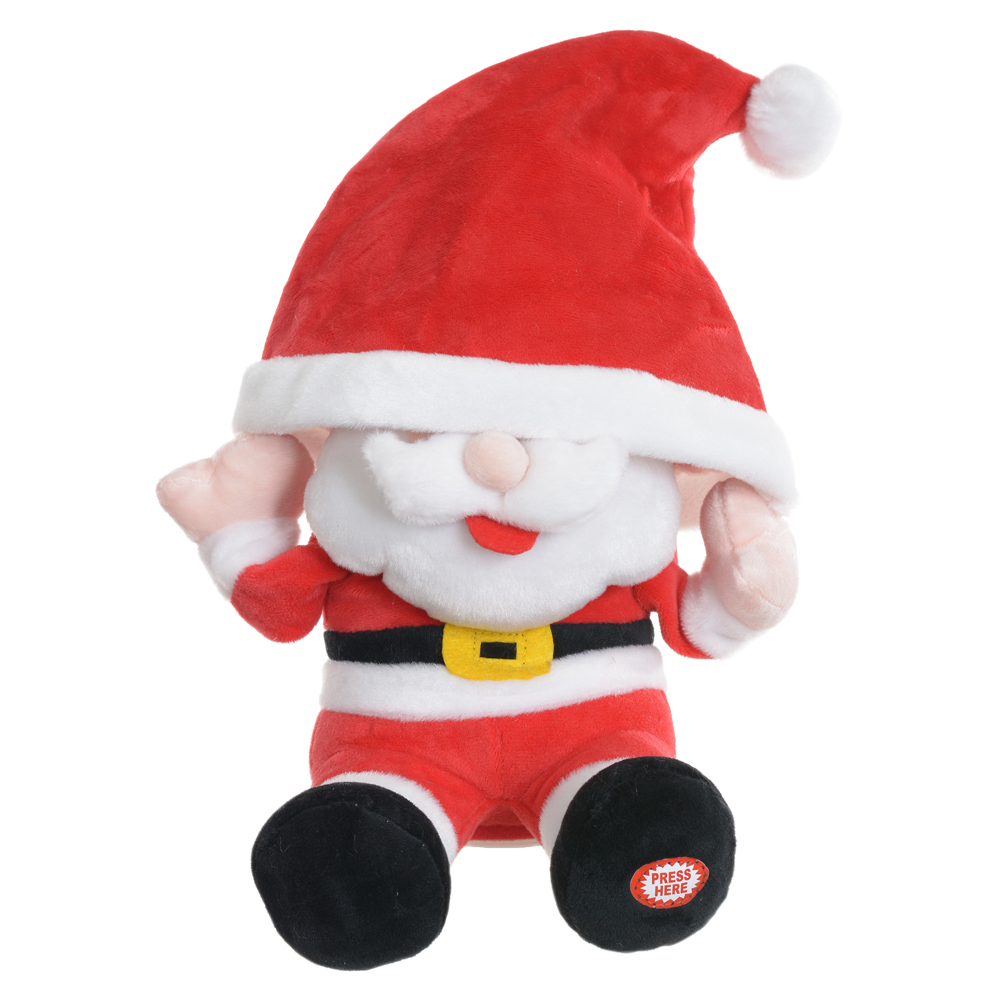 PAPAI NOEL NATAL ANIMADO C/MOV E SOM (VERMELHO BRANCO) 25cm