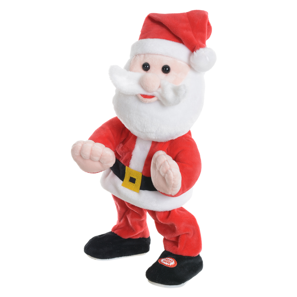 PAPAI NOEL NATAL ANIMADO C/MOV E SOM (VERMELHO BRANCO) 33cm