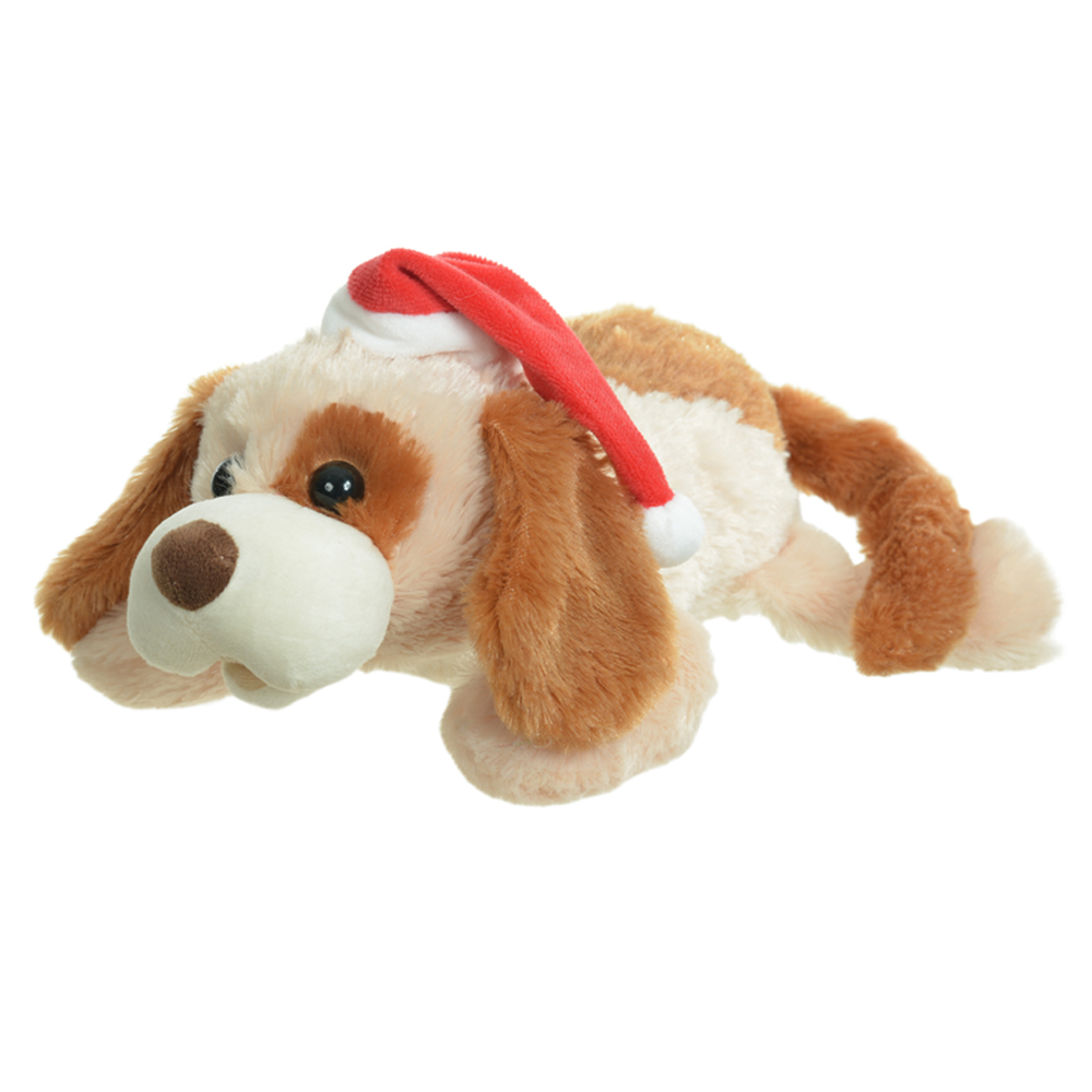 CACHORRO NATAL ANIMADO C/MOV E SOM (VERMELHO) 20cm