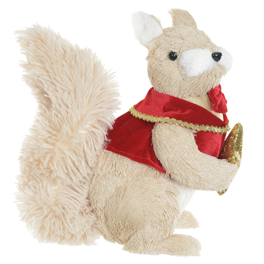 ESQUILO NATAL SISAL EM PE (VERMELHO DOURADO) 32X32cm