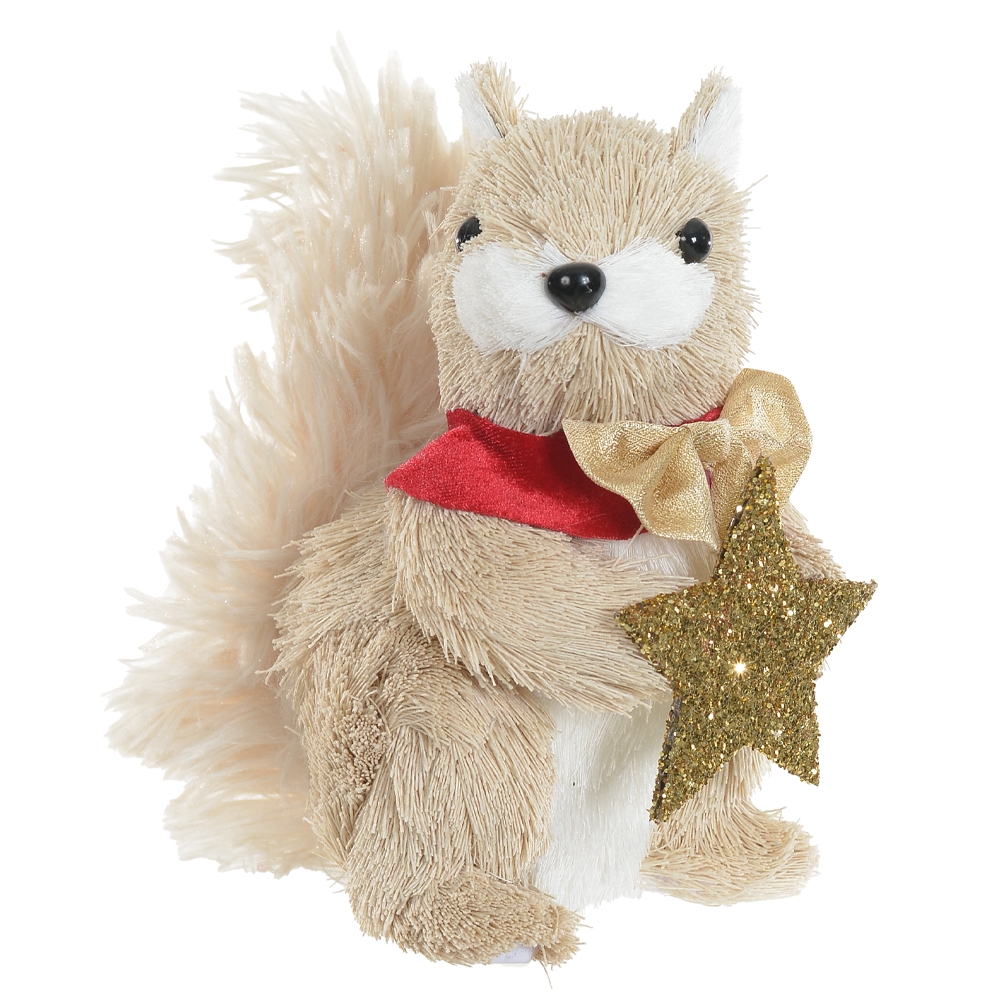 ESQUILO NATAL SISAL EM PE (VERMELHO DOURADO) 16X19cm