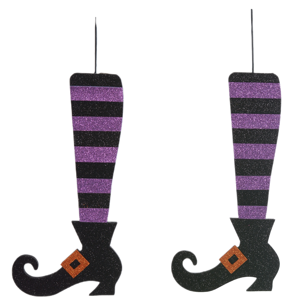 DECORATIVO PERNA DE BRUXA C/2 UND (ROXO PRETO) 30cm