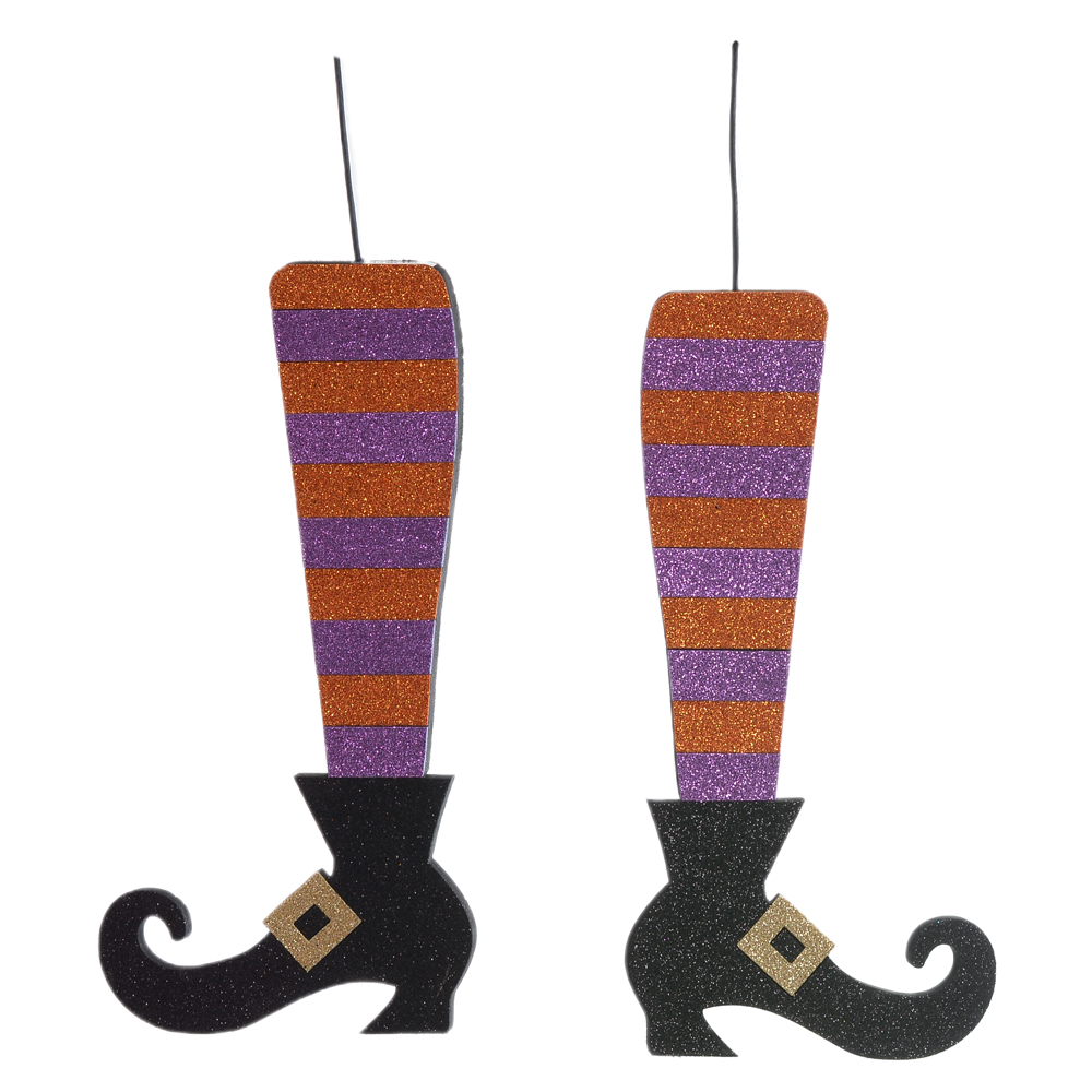 DECORATIVO PERNA DE BRUXA C/2 UND (ROXO LARANJA) 30cm