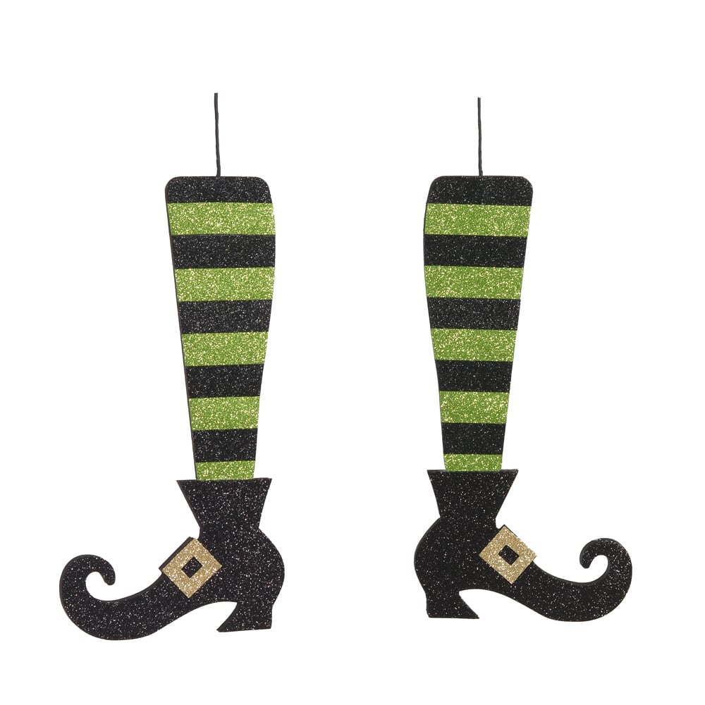 DECORATIVO PERNA DE BRUXA C/2 UND (PRETO VERDE) 30cm