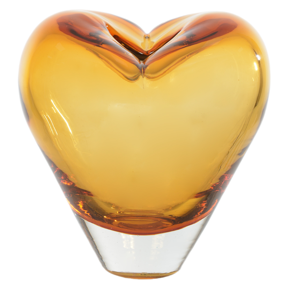 VASO DECORATIVO VIDRO CORACAO (AMBAR) 19cm 14d