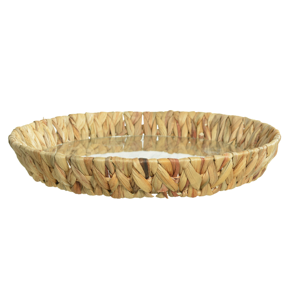 BANDEJA DECORATIVA FIBRA NATURAL (BEGE) 6X36X36cm