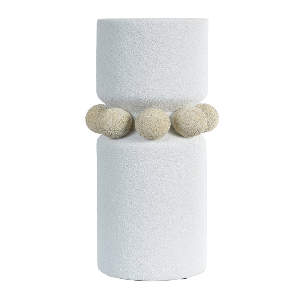 VASO DECORATIVO CERAMICA (BRANCO BEGE) 30cm 14d