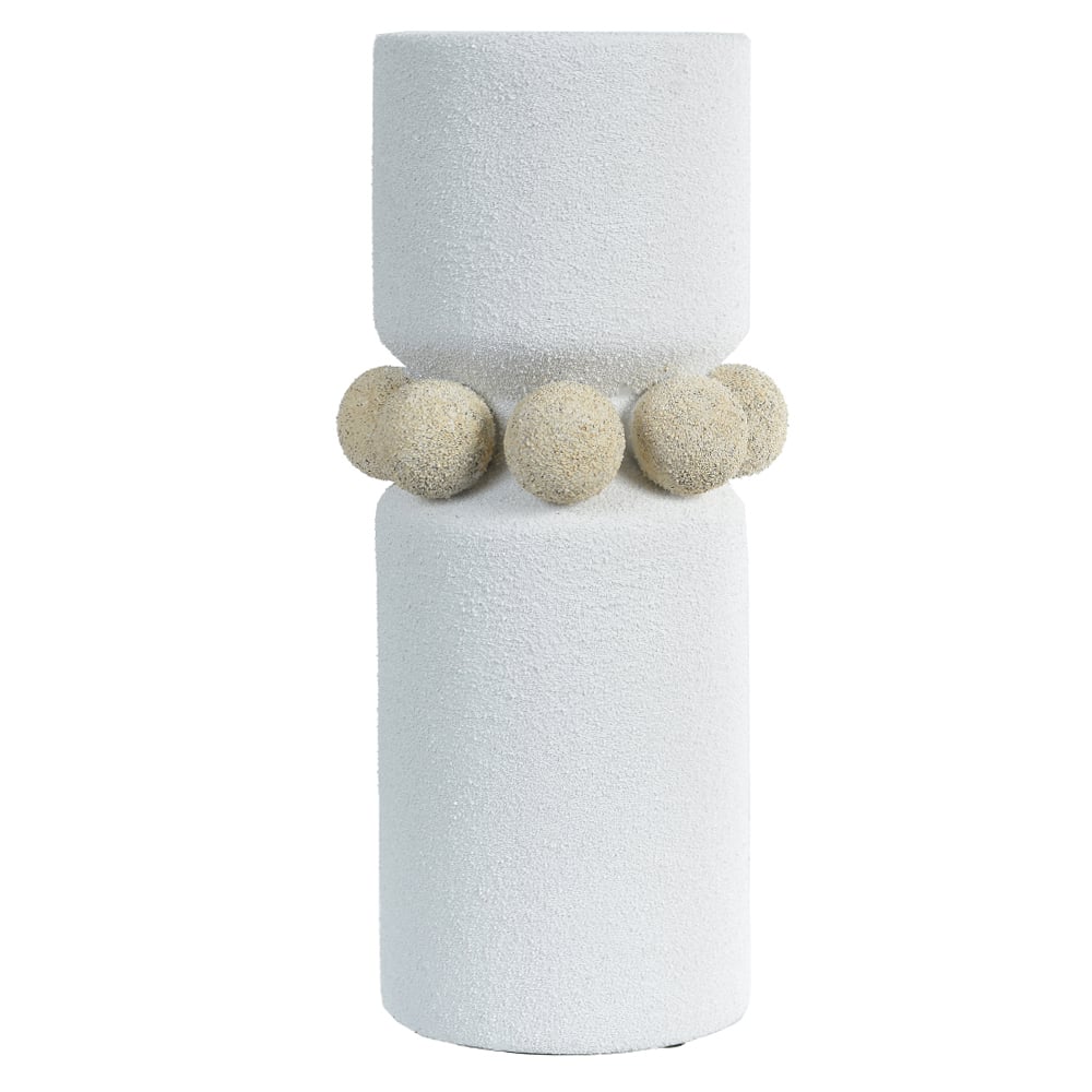 VASO DECORATIVO CERAMICA (BRANCO BEGE) 39,2cm 15d