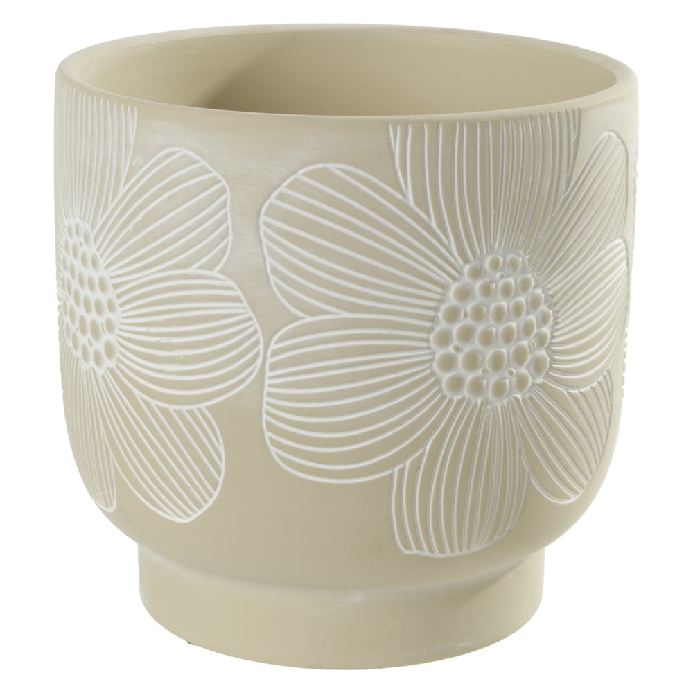 CACHEPOT DECORATIVO CERAMICA FLOR (BEGE) 13cm 13,3d