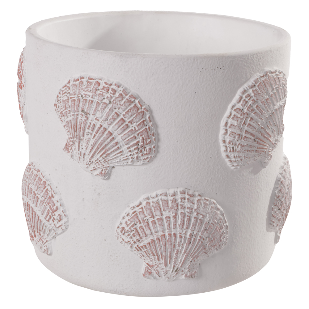 CACHEPOT DECORATIVO CERAMICA CONCHA (BRANCO TERRACOTA) 18cm 14,5d