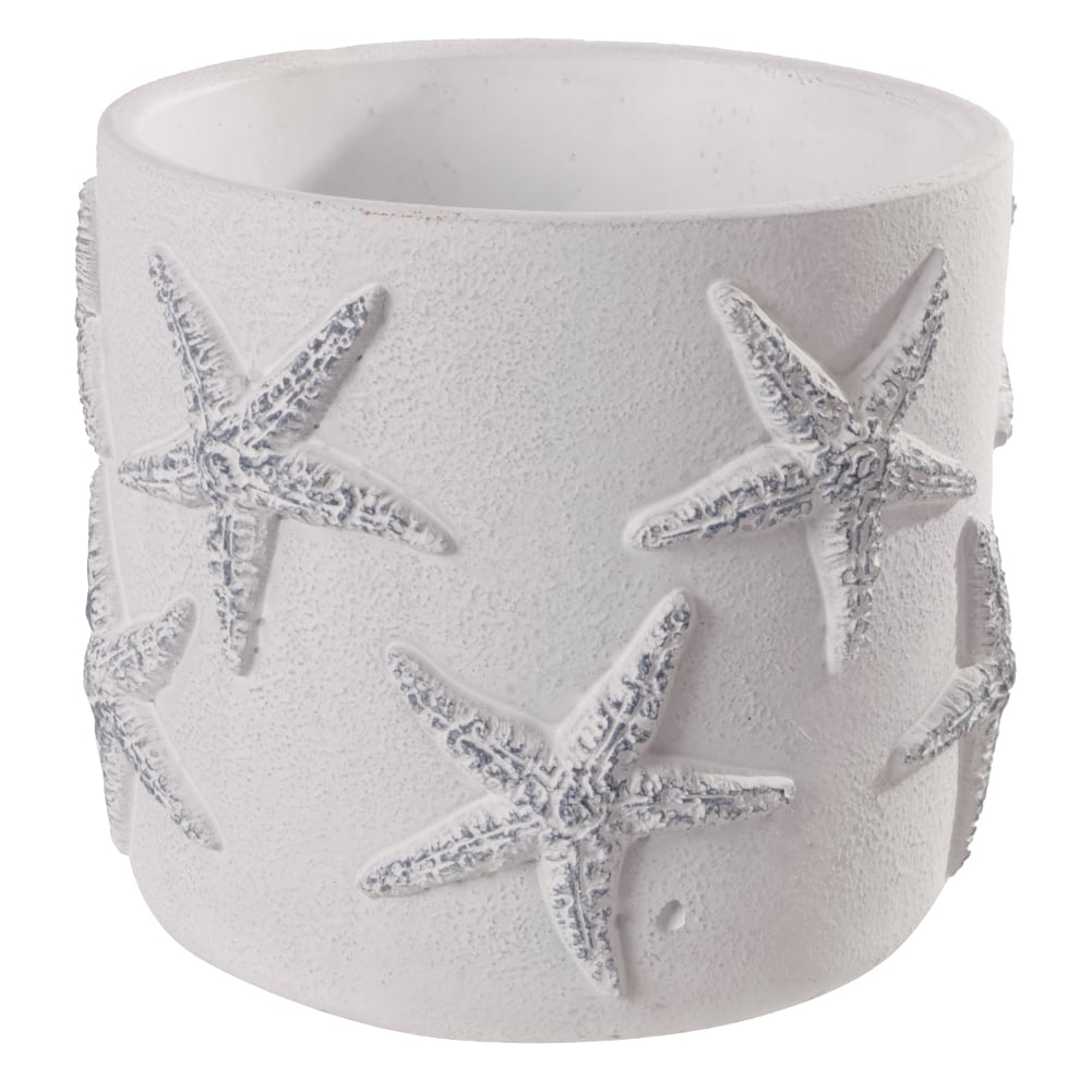 CACHEPOT DECORATIVO CERAMICA ESTRELA DO MAR (BRANCO AZUL) 18cm 14,5d