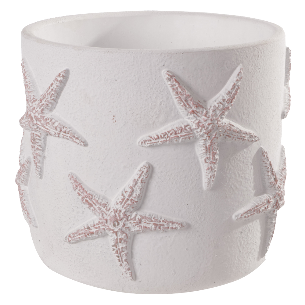 CACHEPOT DECORATIVO CERAMICA ESTRELA DO MAR (BRANCO TERRACOTA) 18cm 14,5d
