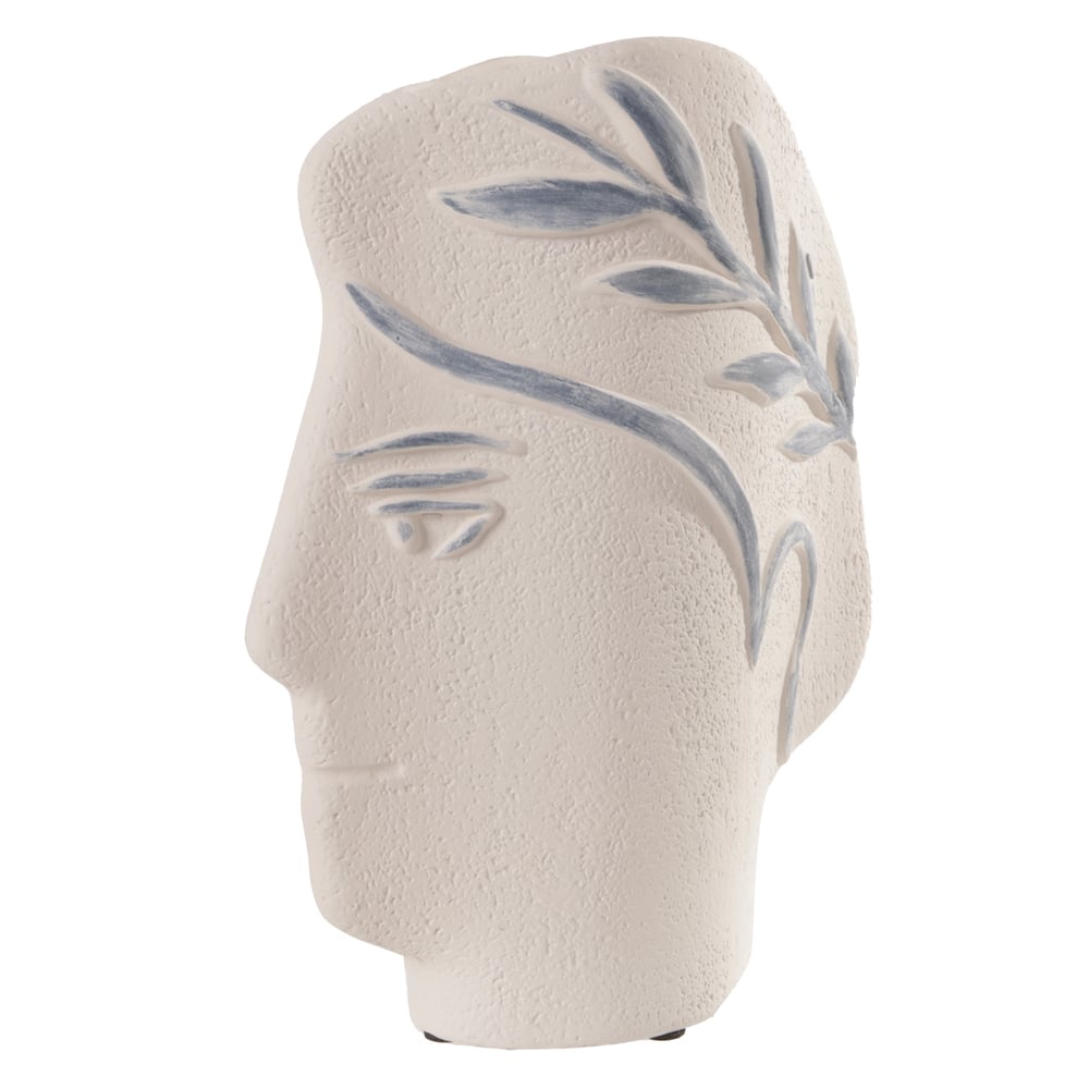 VASO DECORATIVO CERAMICA ROSTO (OFF WHITE AZUL) 22cm 17d