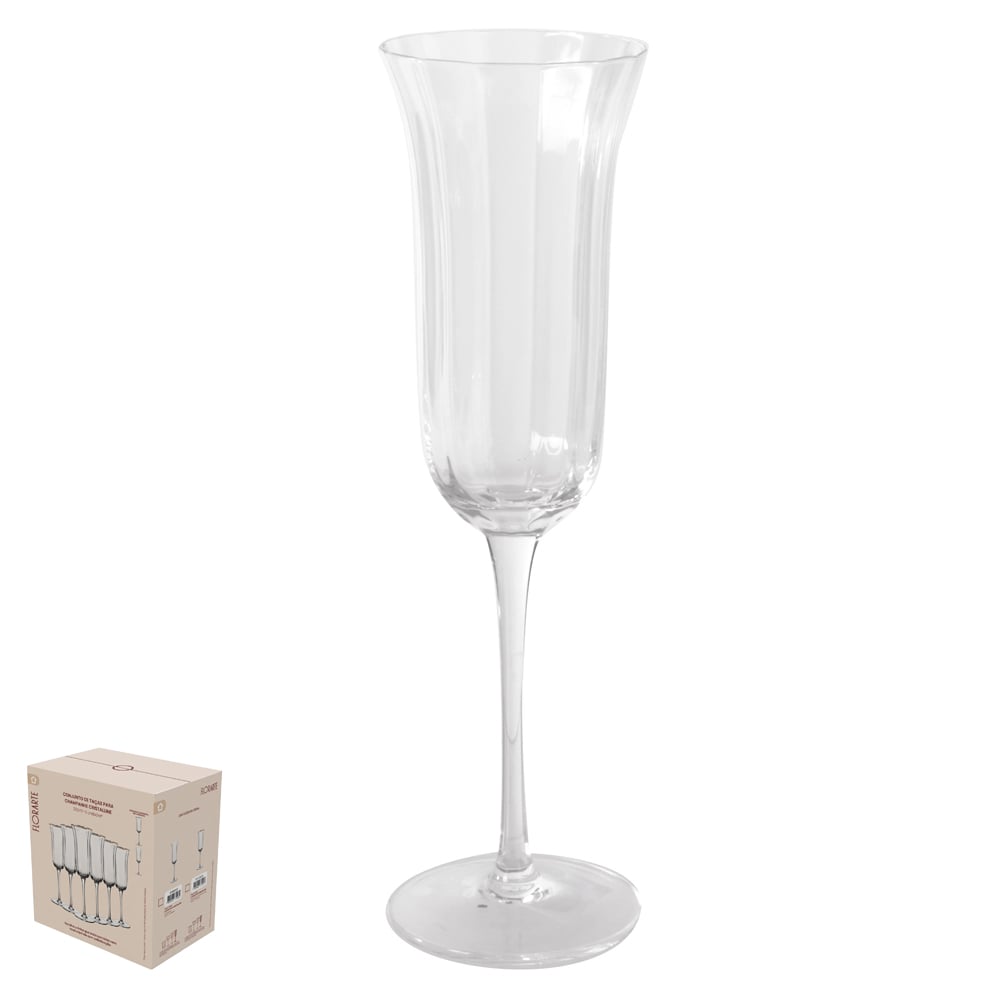 CJ TACAS CHAMPANHE 235ml 24,5X7,1cm C/ 6PCS CRISTALLINE (TRANSPARENTE)