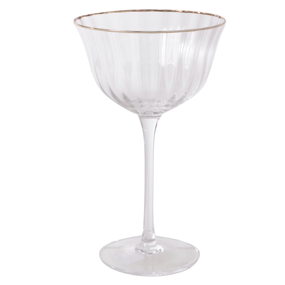 CJ TACAS COQUETEL 350ml 18,7X11,4cm C/ 6PCS CRISTALLINE (TRANSPARENTE BD.DOURADO