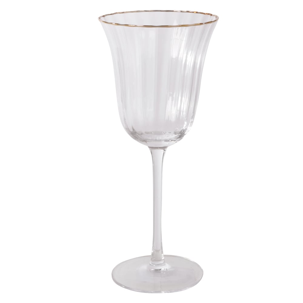 CJ TACAS VINHO 375ml 22,6X10cm C/ 6PCS CRISTALLINE (TRANSPARENTE BD.DOURADO)