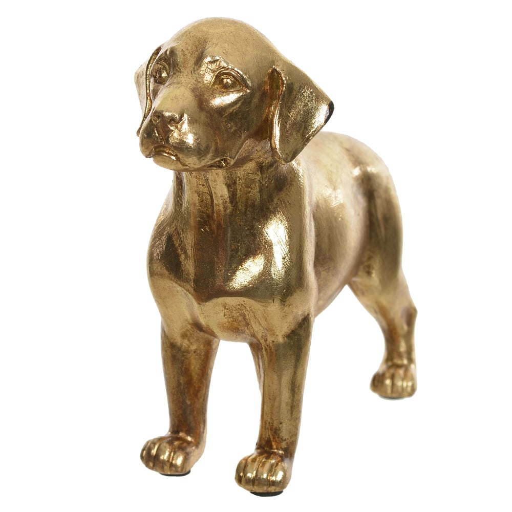 ESCULTURA DECORATIVA POLIRESINA CACHORRO (DOURADO) 14,2X17,7X6cm