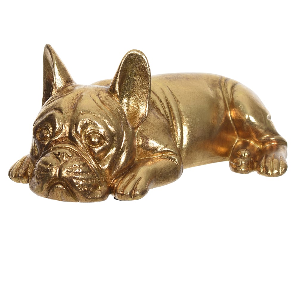 ESCULTURA DECORATIVA POLIRESINA CACHORRO (DOURADO) 10X21,5X11,4cm
