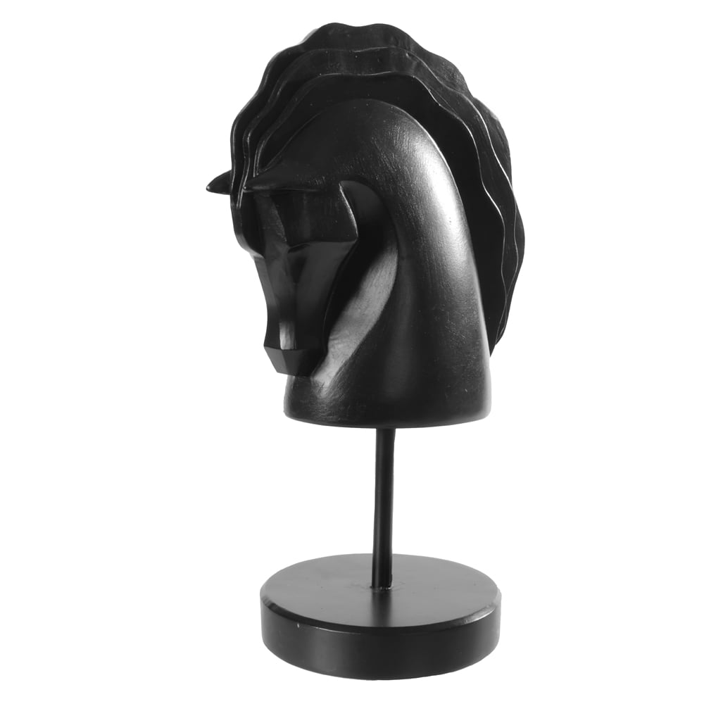 ESCULTURA DECORATIVA POLIRESINA CAVALO (PRETO) 25,5X14X9,5cm