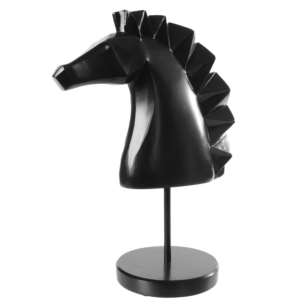 ESCULTURA DECORATIVA POLIRESINA CAVALO (PRETO) 30,5X21,5X12,5cm